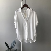 텐셀 린넨 반팔 셔츠 여 여름 솔리드 셔츠