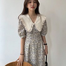 플리츠 빅카라 플라워 원피스 롱원피스 러블리 큐티 여성드레스 _ 23021601EA