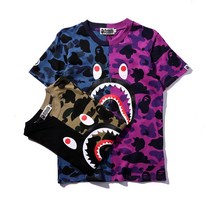 BAPE 에이프 헤드 샤크 스티칭 위장 티셔츠