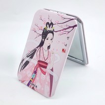 전통 사각 양면 거울 선녀 휴대용 미니 거울 외국인 선물 기념품, 1개