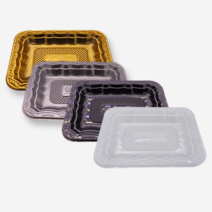 고급 PET 트레이 16호(투명/검정/금색/은색) SJ-16호 회 수산 정육 포장 배달 일회용용기, 금색, 묶음(100개)