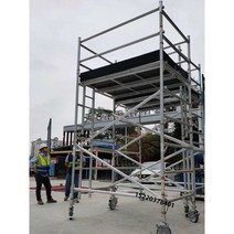 강관비계 비계 아시바 조립식 이동식 알루미늄 2.3m, 이중폭 2.3m + 가드레일 +  바퀴