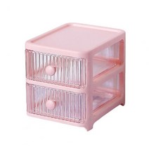 반함오픈수납함 효과적인 사용하기 쉬운 투명 바디 데스크 보관함 박스 오피스 공급, 핑크 듀얼 레이어