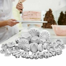 33 개/대 플라스틱 꽃 퐁당 케이크 장식 도구 SUGARCRAFT 플런저 커터 베이킹 쿠키 금형 아이싱, 단일, 1개, [01] 33pcs