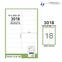 레이테크 주소용 라벨지 폼텍 호환 100매, 주소용 18칸(폼텍 3109 호환)