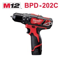 밀워키 M12 BPD-202C 충전햄머드릴 12V 2.0AH 2팩 M12 BPD-0C세트 케이스포함, 2개