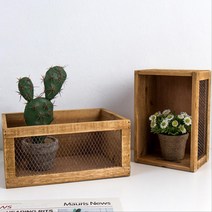 빈티지 우드 화분박스 베란다정리 MDF상자 바구니서랍장 좁은공간수납 나무함, 중