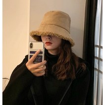 여성 스웨이드 벙거지 버킷햇 골프 캠핑 여행 가을 겨울 방한 모자 2030골프웨어, 베이지