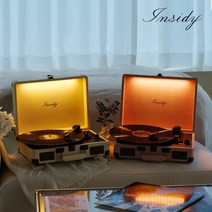 인사이디 LED 무드등 LP 플레이어 블루투스 스피커 턴테이블 IBT-Retro Light 파스텔핑크