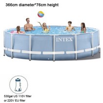 튜브 수영링 성인용 어린이용 장난감 풀빌라 서핑 호캉스 해변 비치 INTEX 366*76 cm Piscina 라운드 프레임 수영장 세트 파이프 랙 연못 필터 펌프 b331와 대형, [02] Set B