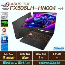 ASUS TUF FX506LH-HN004 + Win10 Pro / Win11 Pro 포함 / GTX1650, 16GB, 1TB, 인텔 코어 i5 10300H, 본파이어 블랙