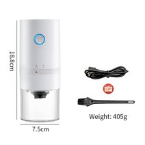 커피그라인더 원두분쇄기 TYPEC USB 충전 커피 그라인더 전문 세라믹 그라인딩 코어 원두 밀 가정용 휴대용 전기 업그레이드 신제품, White