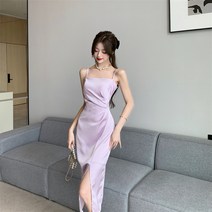 [이브닝드레스브라이덜샤워드레스]하이엔드실키슬릿슬림롱원피스