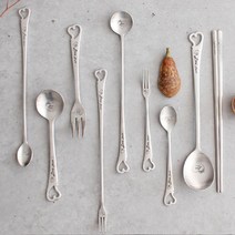 [국산] 러브 하트 스테인레스 스틸 스푼 포크 시리즈 수저세트 주방 인테리어 소품, 티스푼