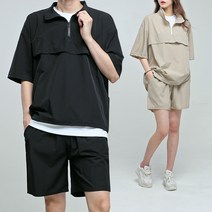 [당일출고] 썸머 쿨 나일론 오버핏 아노락 반팔 반바지 세트 (LC085)