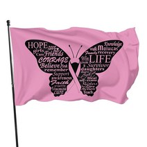 HOCLOCE 이탈리아 아일랜드 아메리칸 토끼풀 깃발 배너 7.6x12.7cm3x5인치 그로밋 이중 스티칭 생생한 색상 및 자외선 변색 방지 598976, Breast Cancer Butterfly