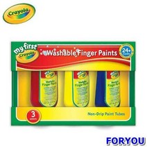 ForU79 크레욜라 핑거페인트3색 150ml 빨강 파랑 노랑 미술교육 유아물감 물감