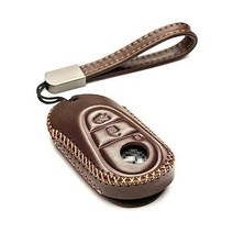 Vito데코 메르세데스 벤츠 C-Class S-Class GLC EQB SUV EQS 세단 EQE 2023-2024와 호환되는 천연 가죽 스마트 키 포브 케이스 (3버튼 브라운), 3버튼, 브라운.