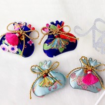 복주머니 초음파 장식 소품 전통 명절 소품 선물 DIY, 블루/무지개