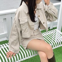 베럴댄나우 여성용 오버핏 박시 크롭 데님자켓