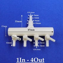 기포발생기 2pcs 4-8mm 수족관 물고기 탱크 공기 펌프 호스 분배기 산소 파이프 분배기 탄성 폭기 튜브 공기 흐름 제어 밸브, [03] 1 In 4 Out
