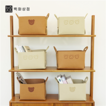 백화상점 곰돌이 펠트 수납바구니 패브릭 장난감 바구니 수건 옷 바스켓 트레이, 세곰_브라운, S, 1개