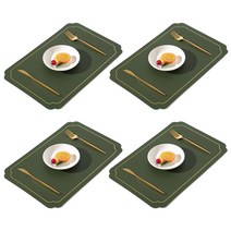 Huvafen 북유럽 양면 4매세트 식탁매트, 그린+그레이