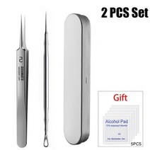 인그로운헤어핀셋 제거핀셋 트위저맨 독일 울트라파인 . 5 족집게 바늘 도구 코 뾰족한 팁 눈썹 여드름 제거 용 눈썹 여드름 클립 추출기 뾰족족집게, 2개 세트