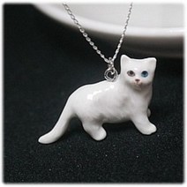순은 silver 도자기 샴고양이 목걸이