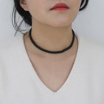 포롱주얼리 블랙 오닉스 염주 초커목걸이 N061