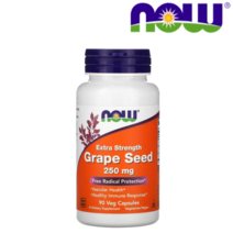 [90정] NOW Foods 나우푸드 엑스트라 스트렝스 포도씨 추출물 250mg 베지 캡슐, 1개
