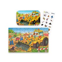 동화 동물 틴케이스 직소퍼즐 60피스, 불도저＋스티커증정