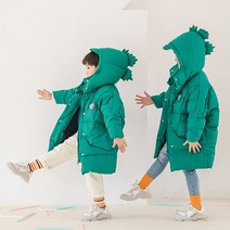 미소파파 [겨울반값세일!!] 남녀공용 겨울 오리털 덕다운 다이노 후드 그린 패딩 점퍼 루즈핏 파카