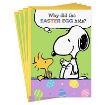 Hallmark Peanuts 부활절 카드 팩 스누피 부활절 달걀 농담 (봉투 포함 카드 4장), Snoopy Easter Egg Joke 4 Card