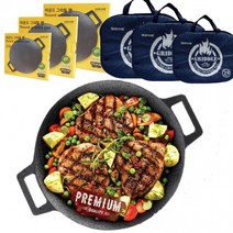 [당일발송] 캠핑 가정용 라운드 그리들팬 33cm/29cm/25cm 스테이크 닭갈비 토마호크 삼겹살 볶음밥 바베큐 멀티 그릴팬 불판, 29cm 멀티그리들팬