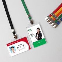 10세트(아크릴케이스+집게형목걸이줄)사원증케이스 신분증 학생증 명찰 튜브사 목줄, 세로형, 검정