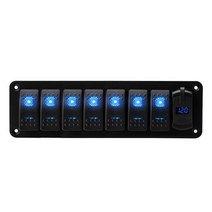 호환 2 3 4 5 6 8 갱 보트 해양 스위치 패널 12V 방수 4.2A 듀얼 USB 충전기 소켓 LED 디지털 전압계 트럭 RV, [03] Red LED, [11] 8 Gang with USB