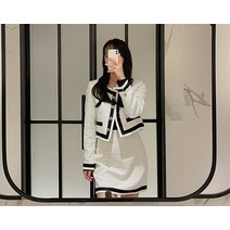 [리리앤코] 샤모린 트위드 배색 투피스 미니 스커트