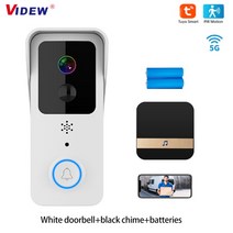 IoT Ai 인터폰 비디어폰 설치 교체 Tuya 스마트 비디오 초인종 5G 2.4G 와이파이 야외 도어 벨 방수 IP65, 10 White Kit7_02 미국 플러그