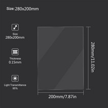 SLA DLP 3D 프린터 용 수지 FEP 필름 280x200x0.15mm LCD 릴리스 사진 민감한 5 개, [02] 4NB703587