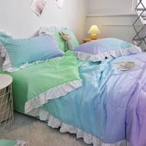 공주풍 캔디컬러 여름 쿨링 이불 그라데이션 프릴 F941, 보라-블루-그린