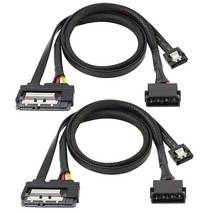 랜선 분배기 허브 인터넷 2 pcs sata 6g 데이터 케이블 sata 전원 2-in-1 연장 코드 직렬 ata iii 7 핀 암이 있는 sata 15p 암에 lp4 ide, 검은색