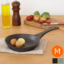 일본제 도기 프라이팬 M 17cm 도자기 프라이팬 그릴 팬 전자 레인지 가능 식기세척기 가능 경량, 블랙