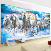 팔마도 백마 성공 힘 사무실 거실 인테리어 그림 큐빅 비즈 가득 보석십자수 재료, 250x90cm