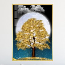 아트블루 돈 들어오는 사슴 보름달 황금 돌 그림 풍수 인테리어 액자, [17]황금나무_보름달