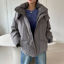 엔젤로즈샵 후트후 하트 자수 하이넥 후드 패딩