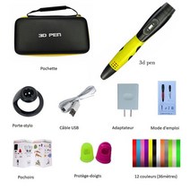 3d penNew High quality 3D Pen PLA Filament Printing Support ABS and 1.75mm Kids Diy Drawing With LCD, 02 Yellow add 36m PLA_02 US