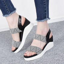 투밴딩 몰드 쿠션 웨지 통굽 여성 스트랩 샌들 7cm
