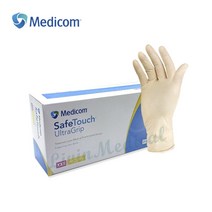 메디콤 세이프터치 울트라그립 라텍스 의료용 진료용 천연 고무 장갑 아이보리 XXS 100매, 1개, .