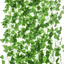 BONECO 벽 가정용 2미터 인조 아이비 잎 식물 덩굴 매달린 화환 12조, 12개